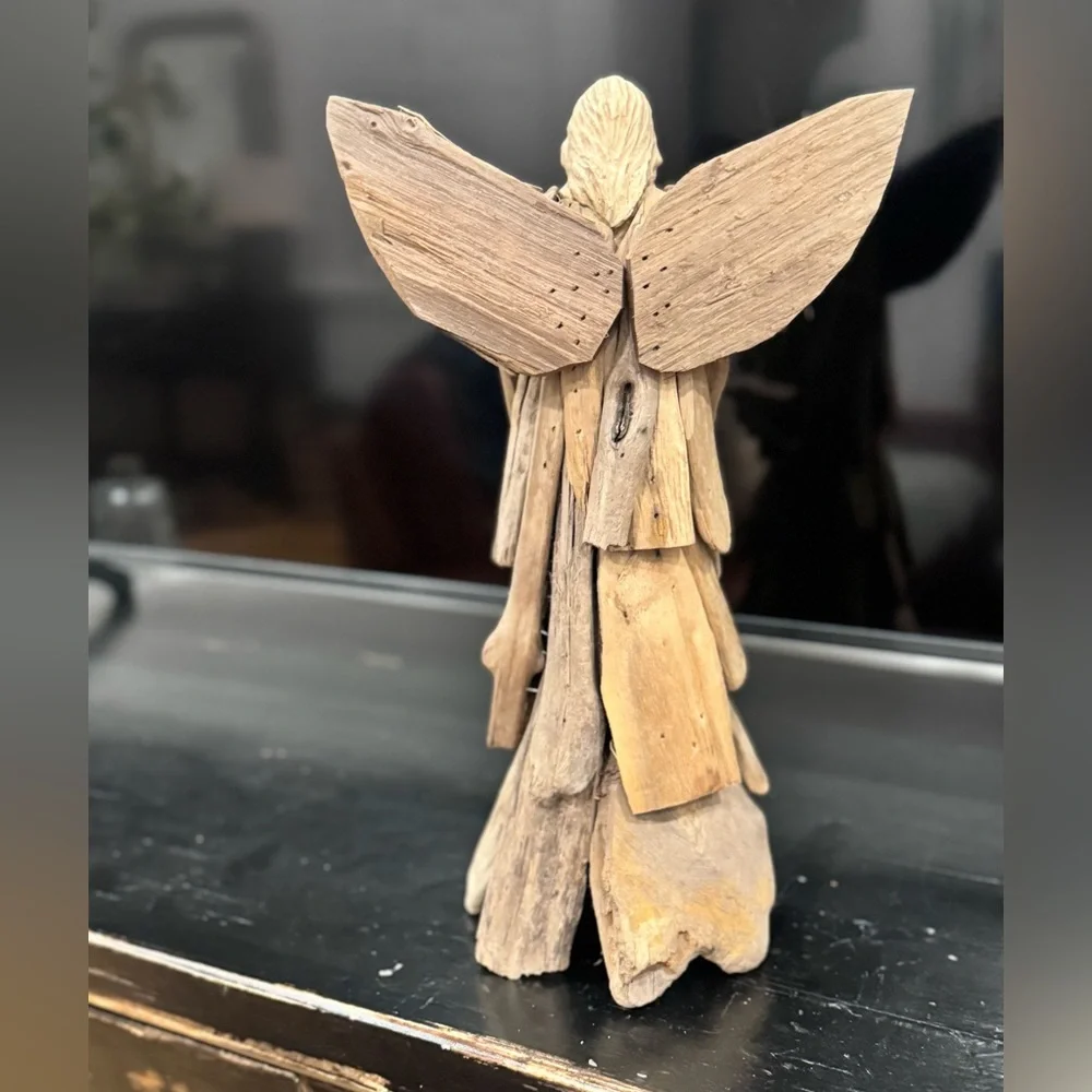 Handmade Driftwood Angel: Beach Decor, Nativity Angel Statue